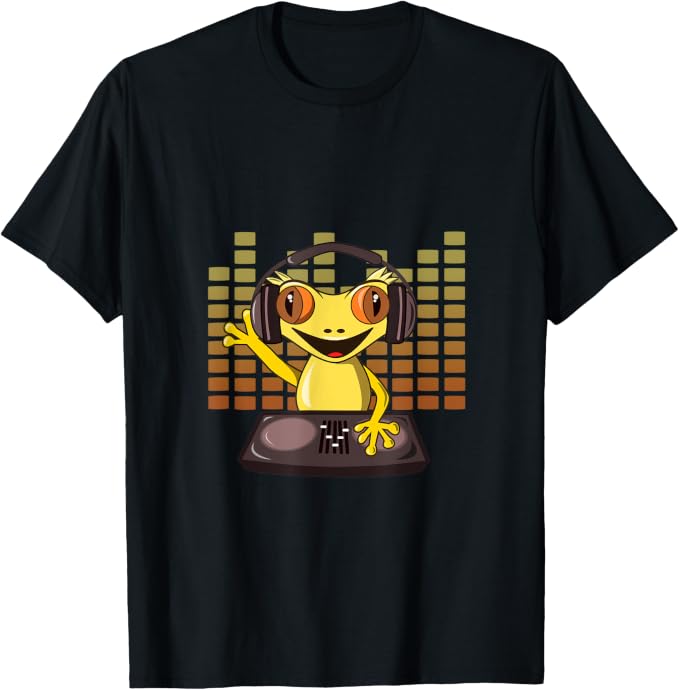 Cute Crested Gecko Play DJ Music Shirt