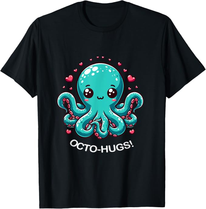 Funny Octopus Giving Hugs Valentines Day Loving Hugs Hearts