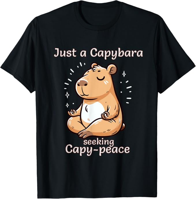 Funny Capybara meditating peace Meditation Capybara Zen Tee