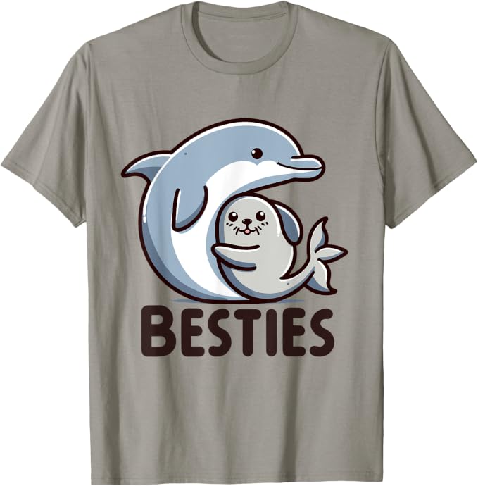 Cute Dolphin and Seal Ocean Besties Friends Best Pal