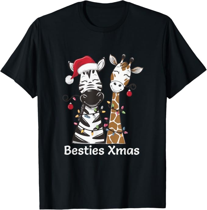 Giraffe and Zebra Christmas Xmas Santa Hat Pajama Animal