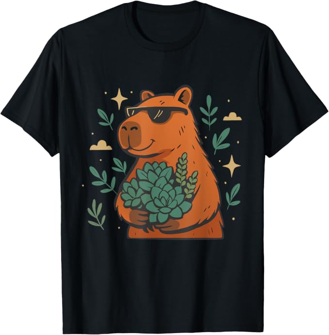 Cool Capybara with Succulents Cactus Plants Gardening Hobby