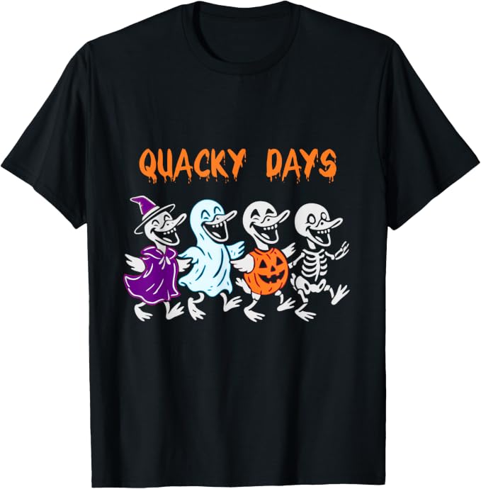 Funny Halloween Cute Duck Wizard Ghost Pumpkin Shirt