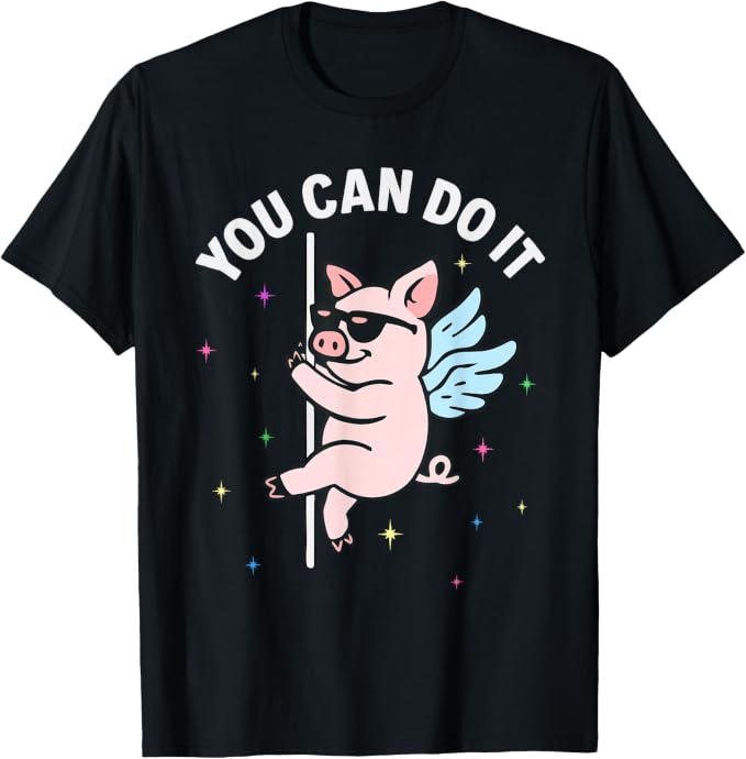 Funny Flying Pig Pole Dancing Believe You can Do it
